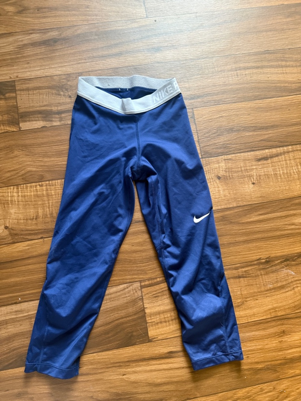 Nike Girls' Blue Leggings with White Waistband